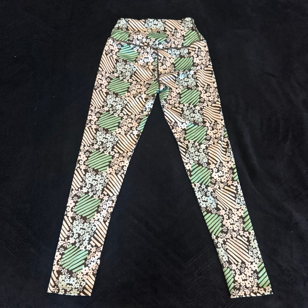 Free People Movement Leggings XS‎ Lose Control Daisy Check Activewear Green - Picture 6 of 7